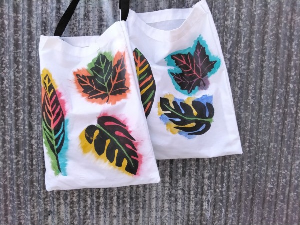 Colourful Leaves Fabric Painting